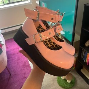 Demonia Sprite 02 pink Mary Jane platform shoes